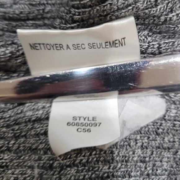 VNTG 90s Liz Claiborne Gray Belted Duster Cardigan Sweater S Petite Quietlux - Picture 9 of 10